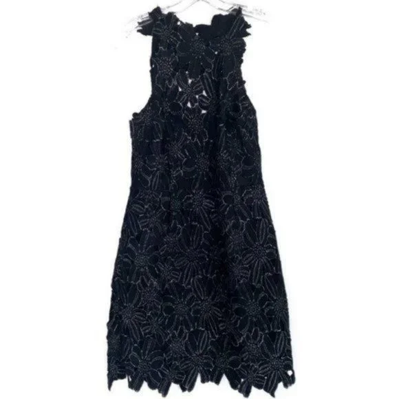 Saylor x Free People Jessa Foil Lace Dress in Black and Silver - Picture 5 of 9